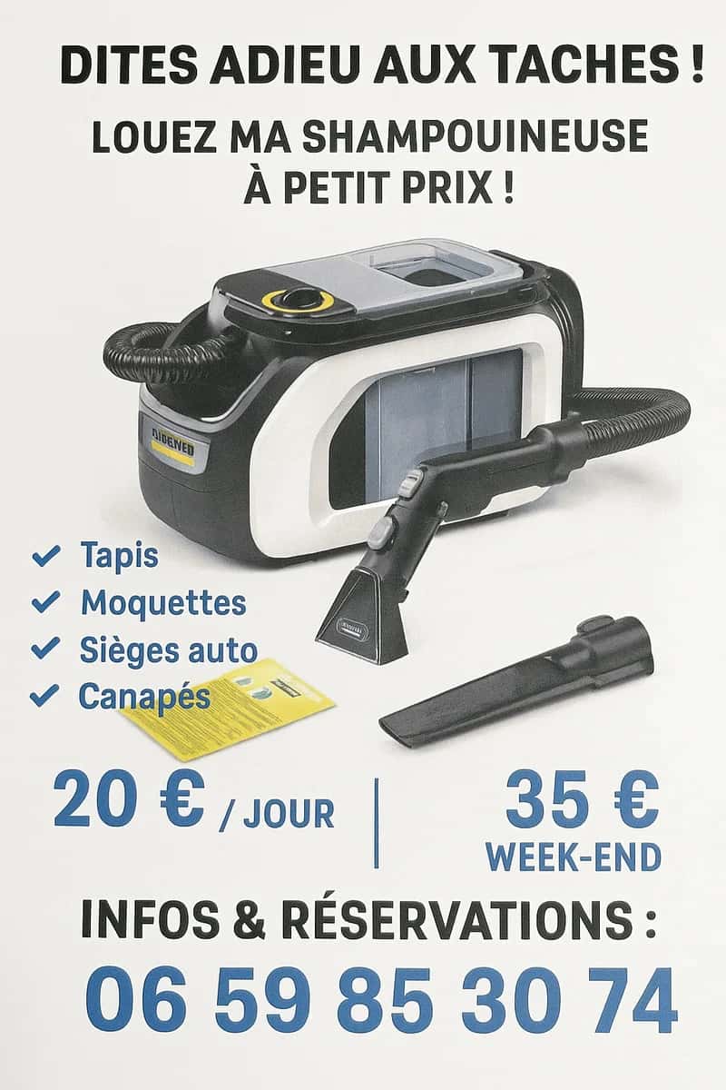 Shampouineuse à louer pour un nettoyage efficace