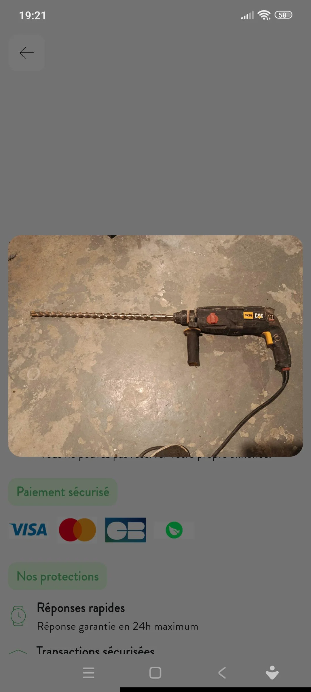 Perceuse Cat avec mèche diamètre 22